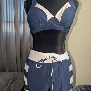 Women's Navy and White Intimate Set